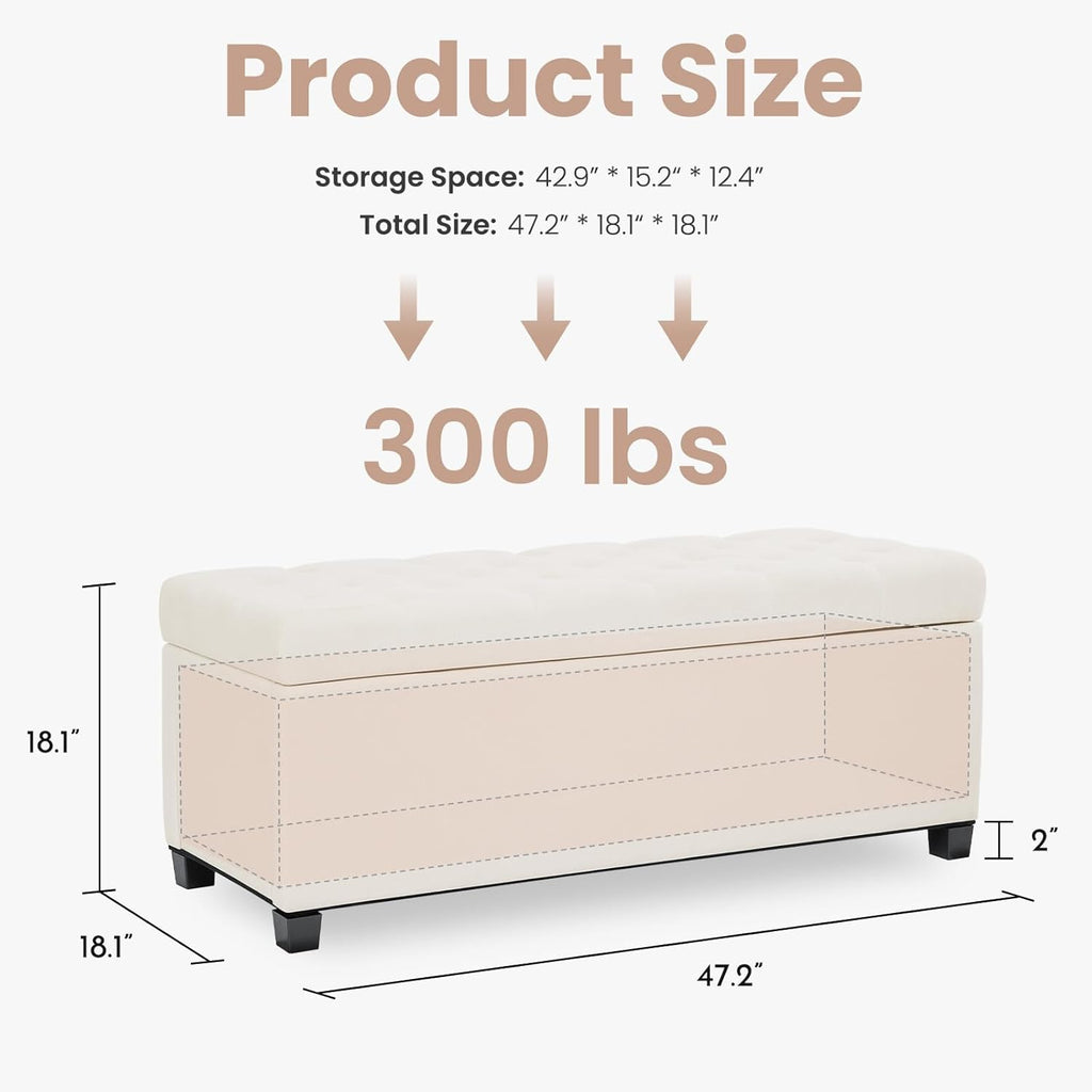 Velvet Storage Ottoman Bench