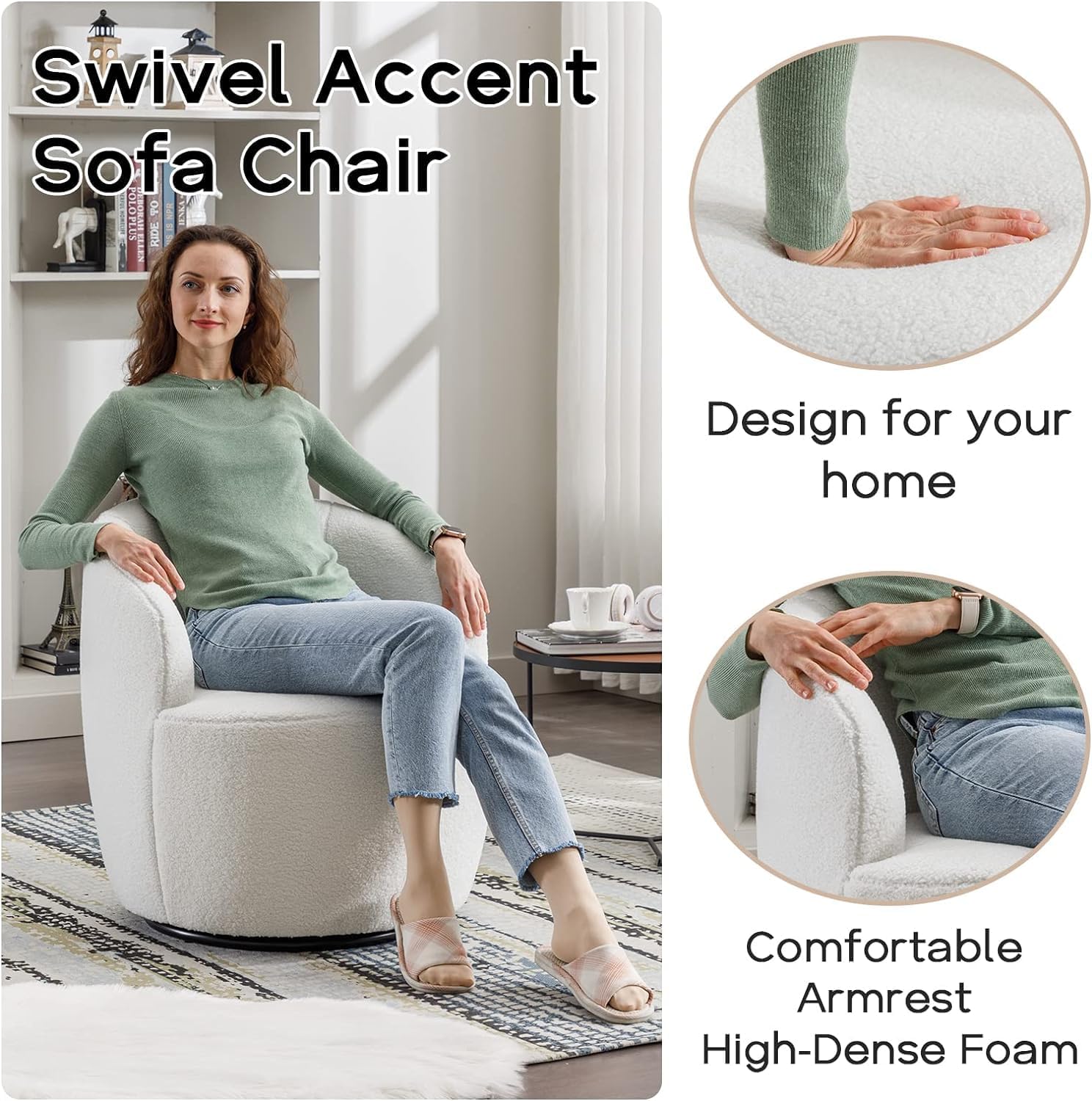 Bouclé Swivel Accent Chair