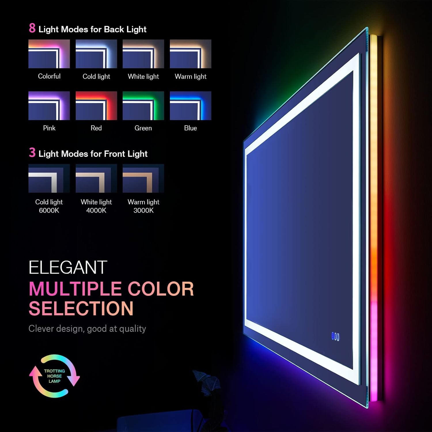 Color Changing LED Vanity Mirror