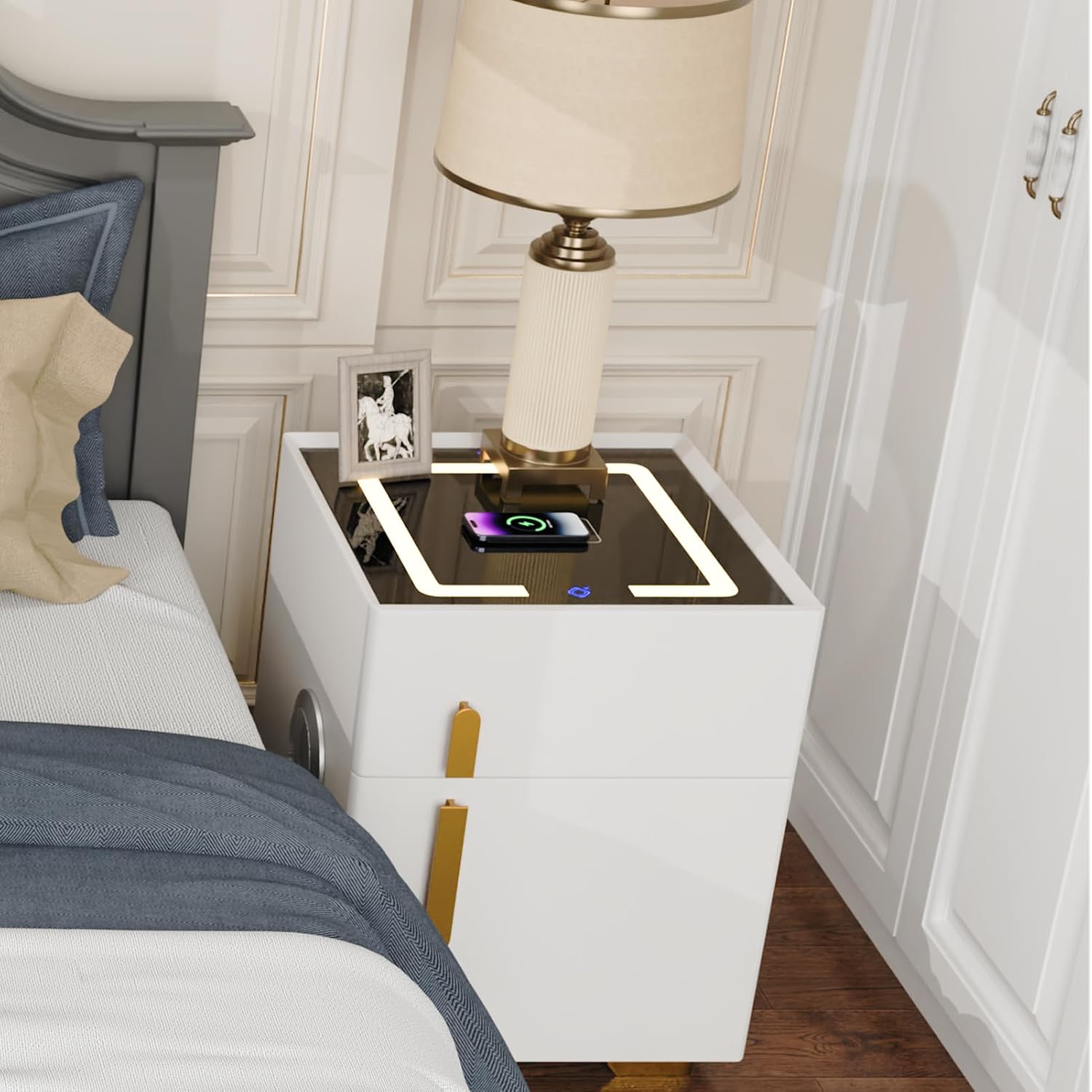 LED Nightstand with Wireless Charging