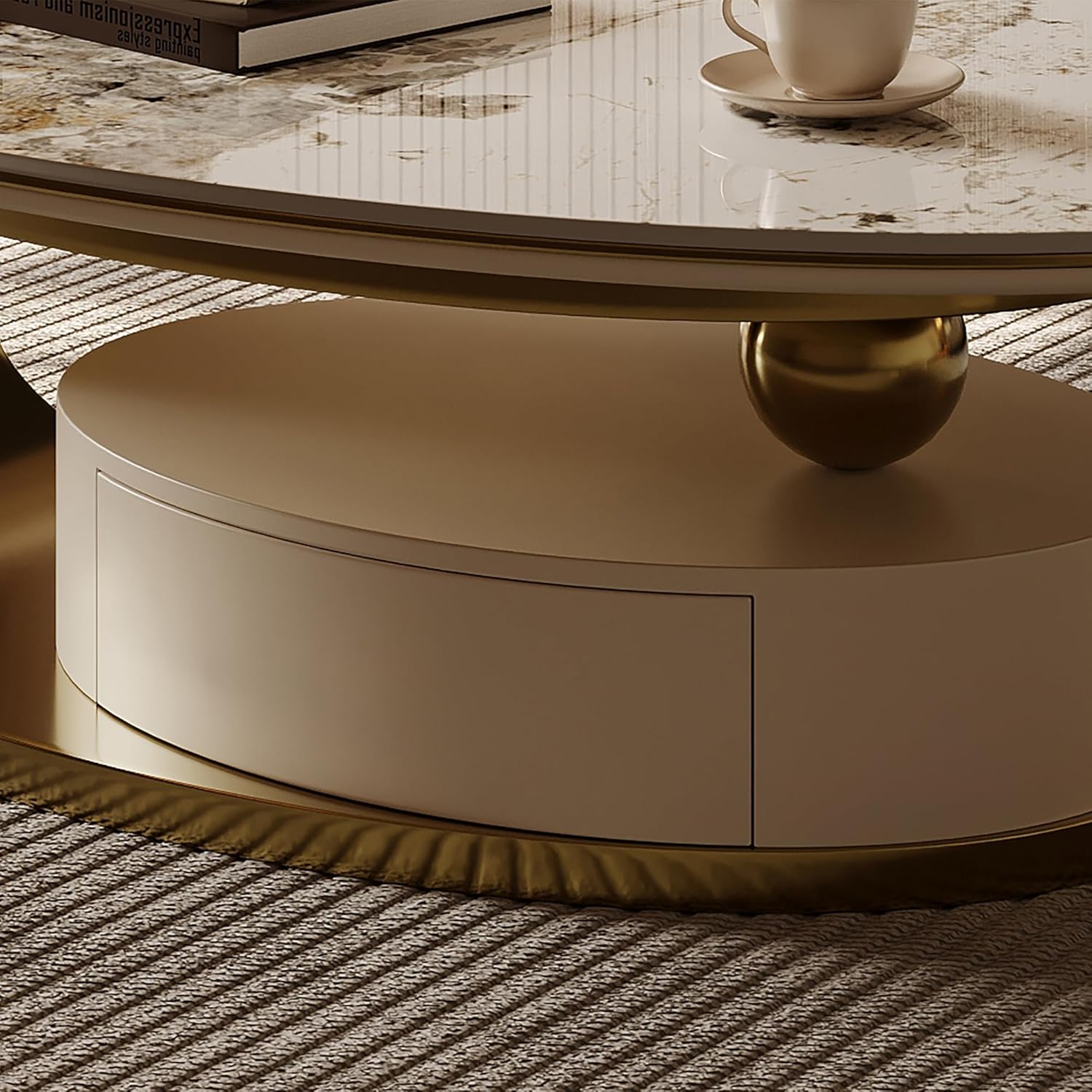 Sintered Stone Oval Coffee Table