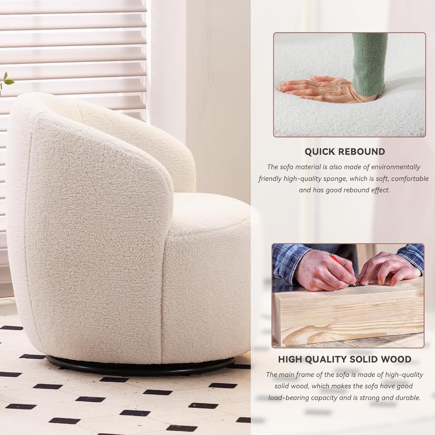 Bouclé Swivel Accent Chair
