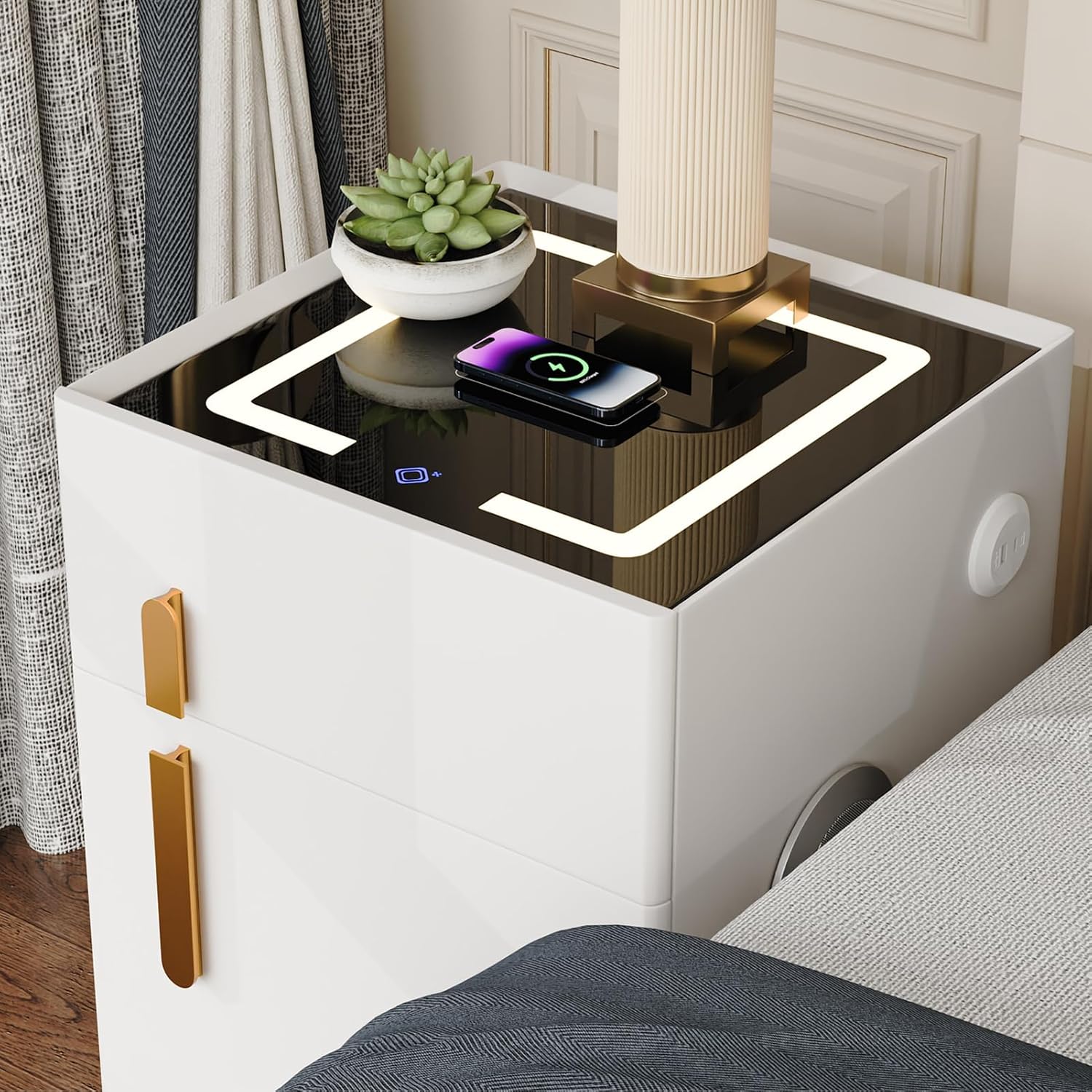 LED Nightstand with Wireless Charging