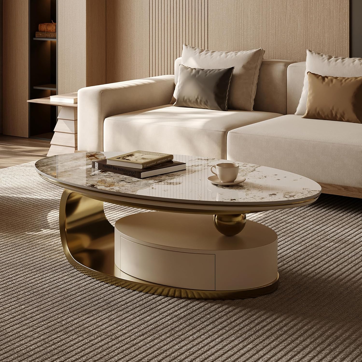 Sintered Stone Oval Coffee Table