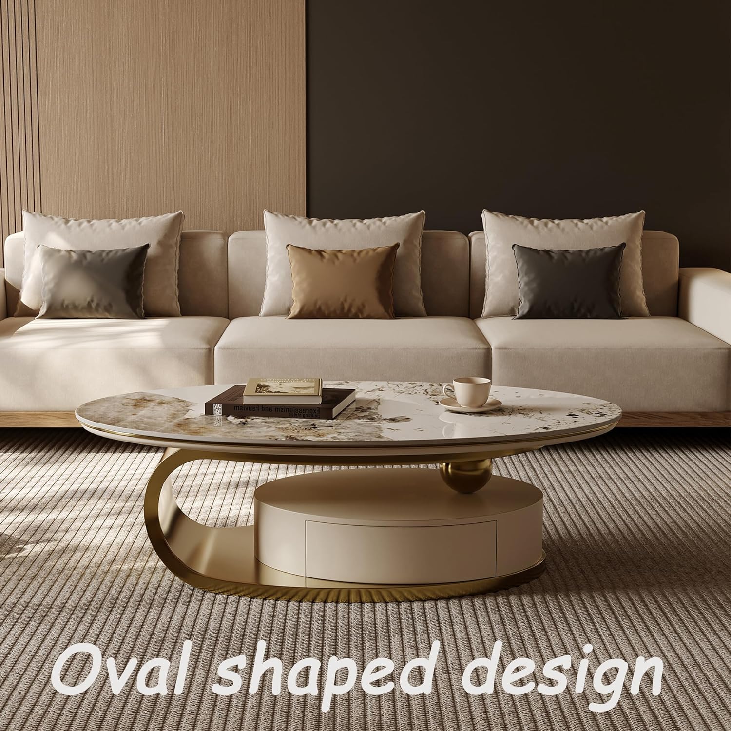 Sintered Stone Oval Coffee Table
